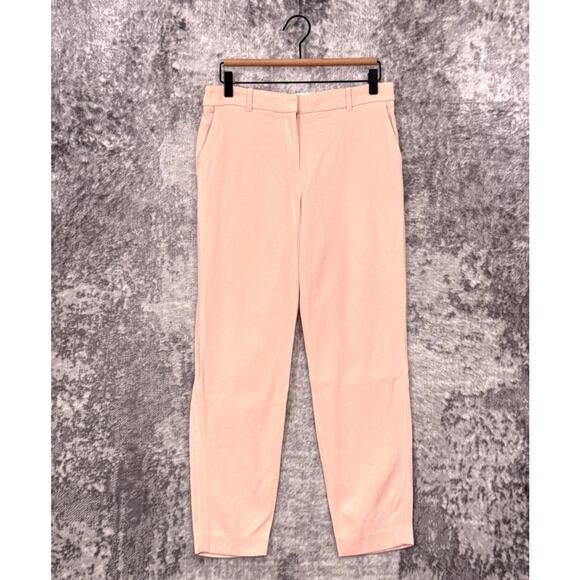 Sezane Pants 38 / US 6 Womens Blush Pink Textured Crepe Ankle Trouser - Picture 1 of 7